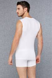 2 Adet Erkek Modal Yuvarlak Yaka Sıfır Kol T Shirt Doreanse 2235 - Thumbnail
