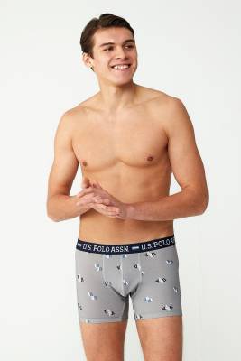 U.S. Polo Assn. - 2 Adet USPA Baskılı Erkek Modal Boxer