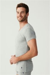 2 Adet V Yaka Kısa Kol Düz Renk T-shirt - 6