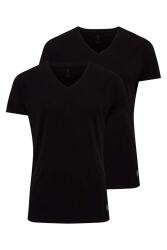 2 Adet V Yaka Kısa Kol Düz Renk T-shirt - 9