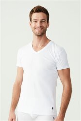 2 Adet V Yaka Kısa Kol Düz Renk T-shirt