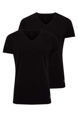 2 Adet V Yaka Kısa Kol Düz Renk T-shirt - 9