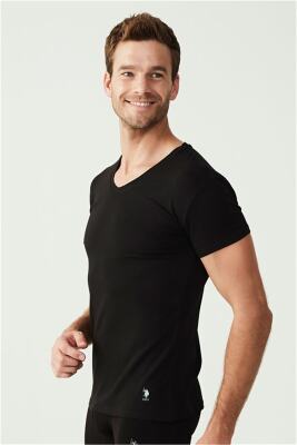 2 Adet V Yaka Kısa Kol Düz Renk T-shirt - 10