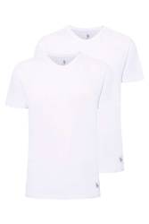 2'li Bisiklet Yaka Kısa Kol Düz Renk T-shirt - Thumbnail