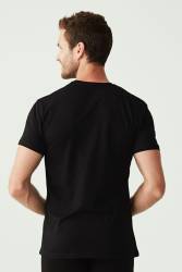 2'li Bisiklet Yaka Kısa Kol Düz Renk T-shirt - Thumbnail