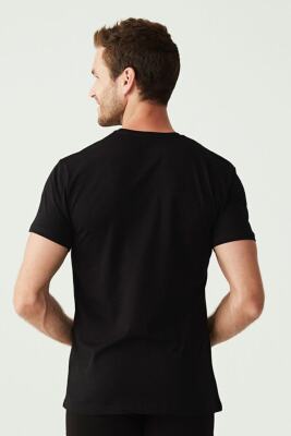 2'li Bisiklet Yaka Kısa Kol Düz Renk T-shirt - 4