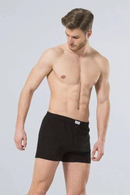 Türen - 2'li Paket %100 Pamuklu Düğmeli Erkek Boxer Siyah (1)