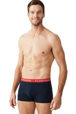 U.S. Polo Assn. - 3 Adet Renkli Kemerli Likralı Lacivert Boxer