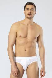 3 Adet Süprem Dokuma Beyaz Klasik Erkek Slip, %50 Modal %50 Pamuk Cacharel 1203 - Thumbnail