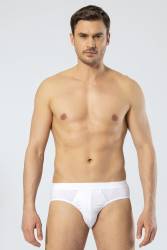 3 Adet Süprem Dokuma Beyaz Klasik Erkek Slip, %50 Modal %50 Pamuk Cacharel 1203 - Thumbnail