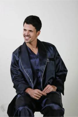 ANCELO - 3lü Damat Saten Çeyiz Seti, Saten Robdöşambr ve Pijama Takım (1)