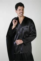 3lü Damat Saten Çeyiz Seti, Saten Robdöşambr ve Pijama Takım - Thumbnail