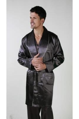 3lü Damat Saten Çeyiz Seti, Saten Robdöşambr ve Pijama Takım - 3