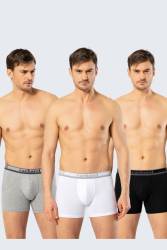 3'lü Erkek Boxer, Uzun Paça Pamuklu Likralı Erkek Boxer - Thumbnail