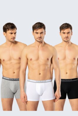 3'lü Erkek Boxer, Uzun Paça Pamuklu Likralı Erkek Boxer - 5