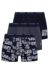 3'lü Pamuklu ve Likralı Erkek Boxer, , Uspa Yazı Baskılı Likralı Erkek Boxer - Thumbnail