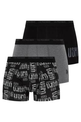 U.S. Polo Assn. - 3'lü Pamuklu ve Likralı Erkek Boxer, , Uspa Yazı Baskılı Likralı Erkek Boxer