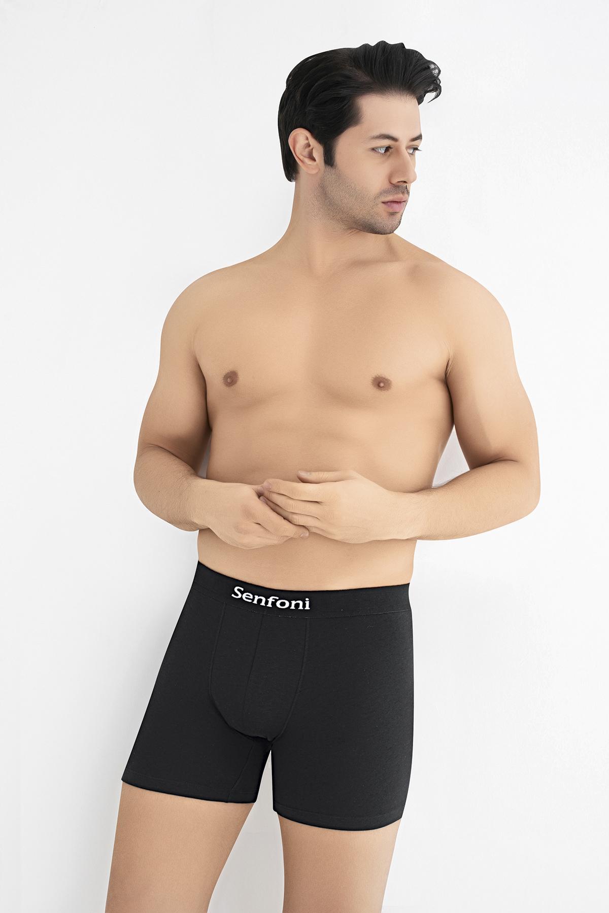 5'li Erkek Siyah Uzun Paça Modal Boxer, %45 Modal, %45 Pamuk, %8 Elastan