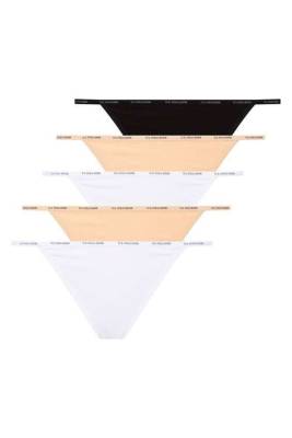 U.S. Polo Assn. - 5'li Paket Siyah Beyaz Ten Karışık Renkli Kadın String