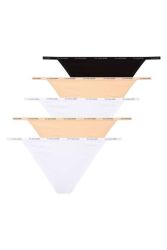 5'li Paket Siyah Beyaz Ten Karışık Renkli Kadın String