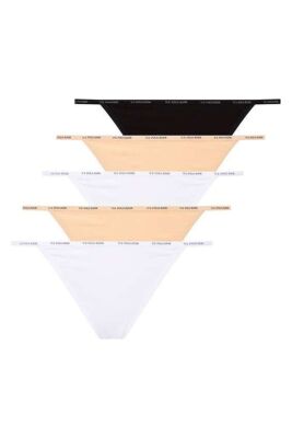 5'li Paket Siyah Beyaz Ten Karışık Renkli Kadın String - 1