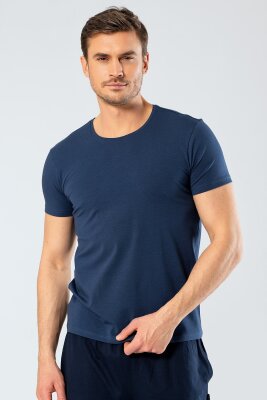 %95 Pamuk %5 Likra Bisiklet Yaka Erkek T-shirt - 5