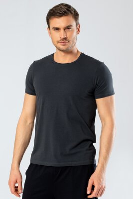 %95 Pamuk %5 Likra Bisiklet Yaka Erkek T-shirt - 14