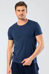 %95 Pamuk %5 Likra Bisiklet Yaka Erkek T-shirt - 5