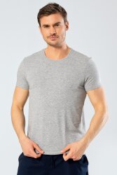 %95 Pamuk %5 Likra Bisiklet Yaka Erkek T-shirt - 7