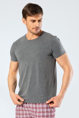 %95 Pamuk %5 Likra Bisiklet Yaka Erkek T-shirt - 9