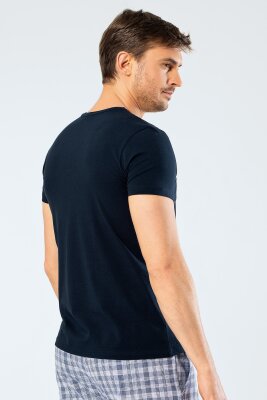 %95 Pamuk %5 Likra Bisiklet Yaka Erkek T-shirt - 2