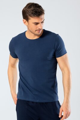 %95 Pamuk %5 Likra Bisiklet Yaka Erkek T-shirt - 4
