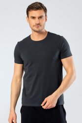 %95 Pamuk %5 Likra Bisiklet Yaka Erkek T-shirt Olive