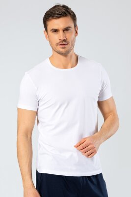 %95 Pamuk %5 Likra Bisiklet Yaka Erkek T-shirt - 16