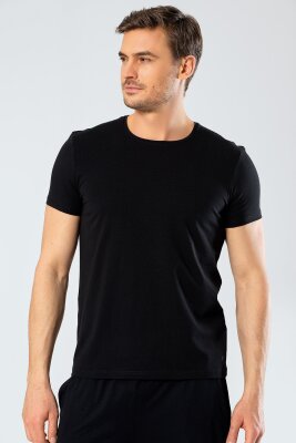 %95 Pamuk %5 Likra Bisiklet Yaka Erkek T-shirt - 22