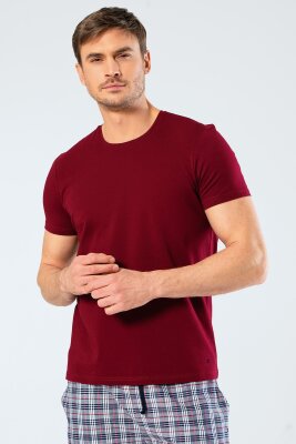 %95 Pamuk %5 Likra Bisiklet Yaka Erkek T-shirt - 11