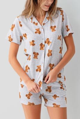 Anne Kız Ayıcık Desenli Pijama Takımı – Anne ve Çocuk Pijamaları Ayrı Ayrı Satılır - 7