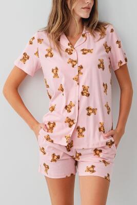 Anne Kız Ayıcık Desenli Pijama Takımı – Anne ve Çocuk Pijamaları Ayrı Ayrı Satılır - 16