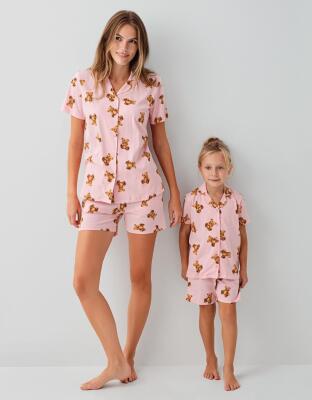 Anne Kız Ayıcık Desenli Pijama Takımı – Anne ve Çocuk Pijamaları Ayrı Ayrı Satılır - 9