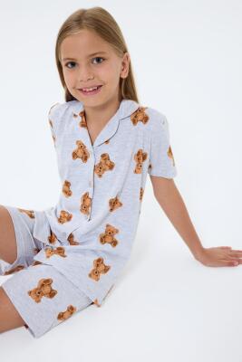 Anne Kız Ayıcık Desenli Pijama Takımı – Anne ve Çocuk Pijamaları Ayrı Ayrı Satılır - 2