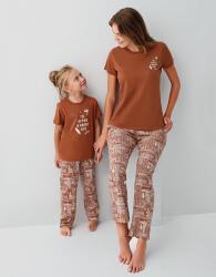 Anne Kız & Baba Oğul Pijama Kombini - Ürünler Ayrı Ayrı Satılır, Kombin İçin Ayrı Ayrı Sırayla Sepete Eklenmelidir-%100 Pamuk Kızıl Kahve