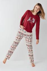 Anne Kız Geyik Temalı Pijama Kombin, Kadın ve Çocuk Pijamalar Ayrı Ayrı Fiyatlandırılır - Thumbnail