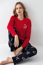 Anne Kız Geyikli Pijama Kombin, Kadın ve Çocuk Pijamalar Ayrı Ayrı Fiyatlandırılır - Thumbnail