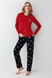 Anne Kız Geyikli Pijama Kombin, Kadın ve Çocuk Pijamalar Ayrı Ayrı Fiyatlandırılır - Thumbnail