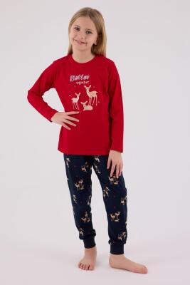 Anne Kız Geyikli Pijama Kombin, Kadın ve Çocuk Pijamalar Ayrı Ayrı Fiyatlandırılır - 9