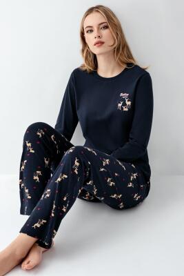Anne Kız Geyikli Pijama Kombin, Kadın ve Çocuk Pijamalar Ayrı Ayrı Fiyatlandırılır - 5