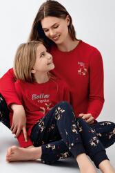 Anne Kız Geyikli Pijama Kombin, Kadın ve Çocuk Pijamalar Ayrı Ayrı Fiyatlandırılır Kırmızı
