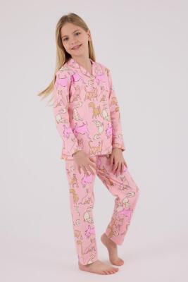 Anne Kız Gömlek Pijama Kombini, Kedili Pijama, Anne ve Çocuk Pijamalar Ayrı Ayrı Fiyatlandırılır - 3
