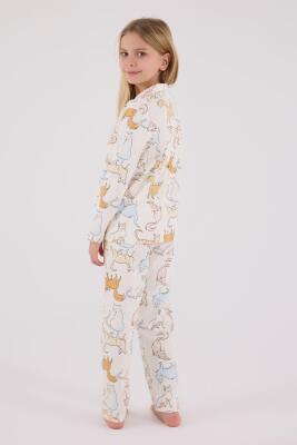 Anne Kız Gömlek Pijama Kombini, Kedili Pijama, Anne ve Çocuk Pijamalar Ayrı Ayrı Fiyatlandırılır - 14