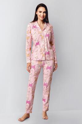 Anne Kız Gömlek Pijama Kombini, Kedili Pijama, Anne ve Çocuk Pijamalar Ayrı Ayrı Fiyatlandırılır - 7